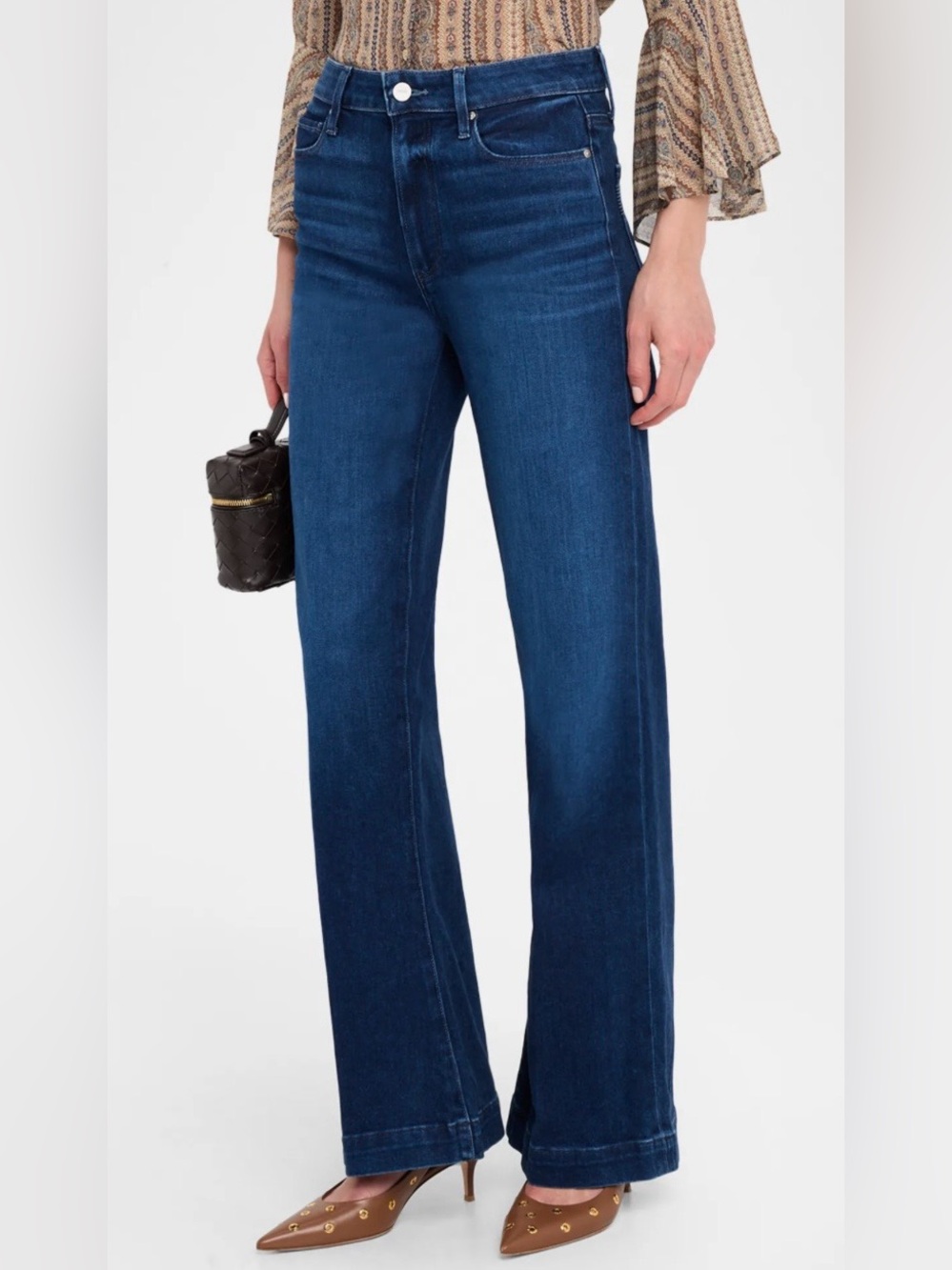 PAIGE NWT Leenah Slim Wide Leg Jeans in Verdigris Blue Size 29